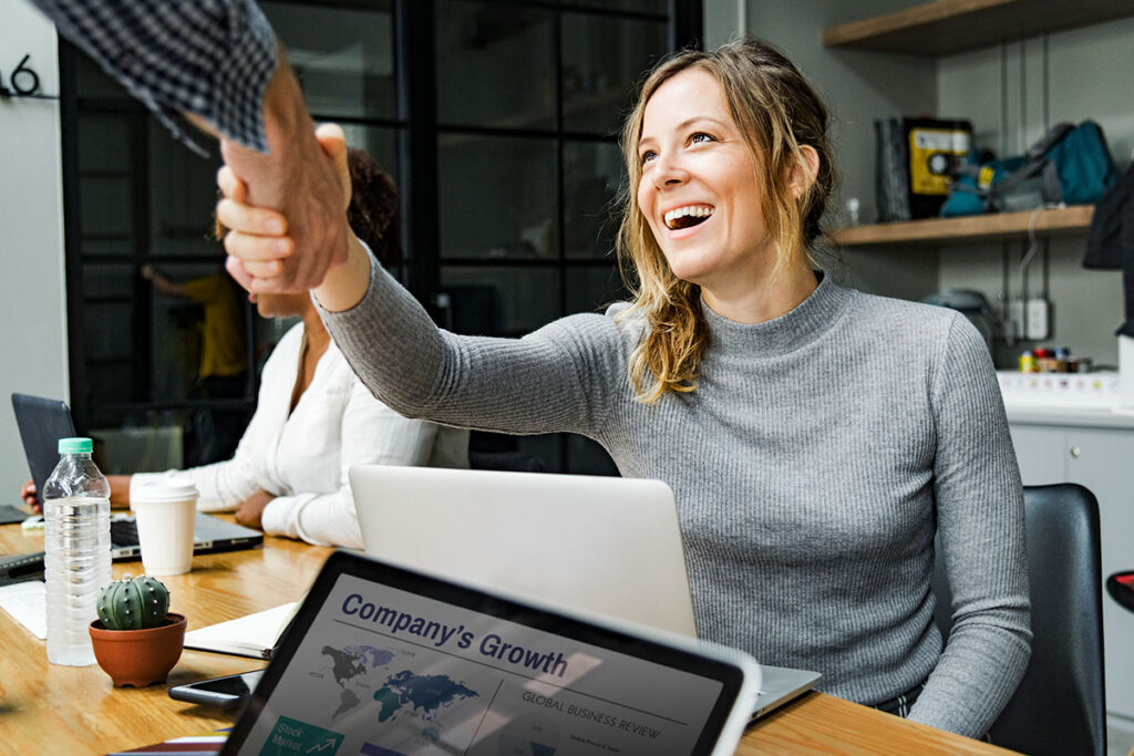 Online conveyancing – client celebrating a smooth property purchase