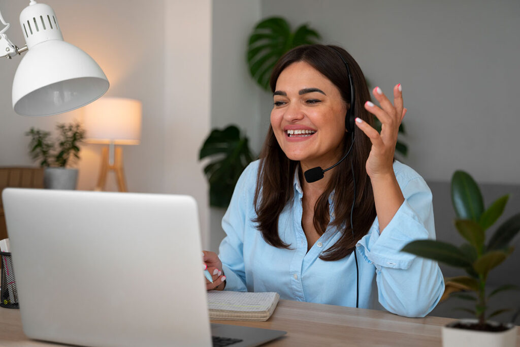 Contact us – client speaking with a conveyancer online
